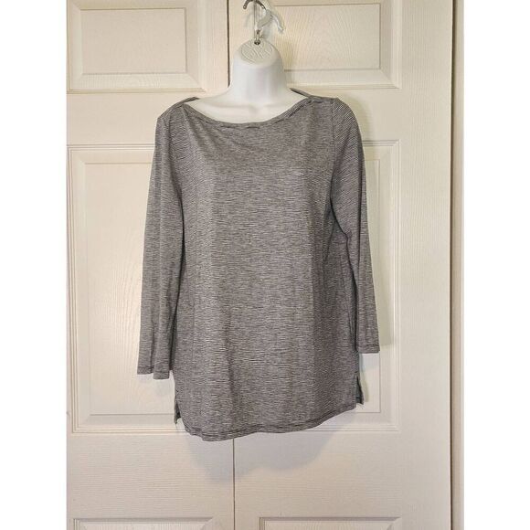 Ann Taylor LOFT Blue and Gray Striped Shirt - Picture 2 of 5